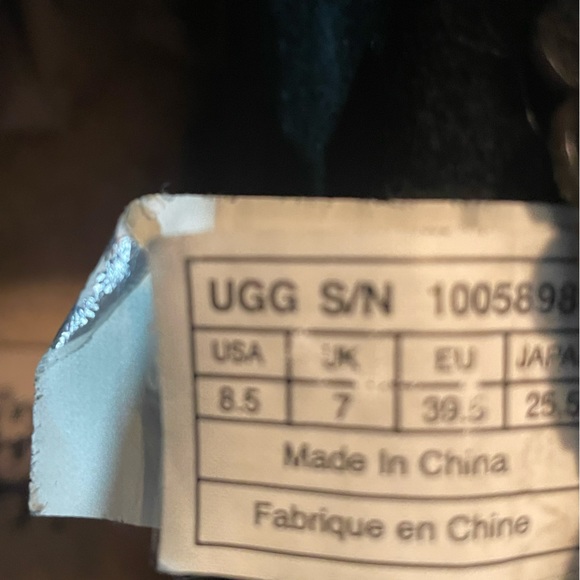 UGG AUSTRALIA DARLING S/N 1005898 DARK GRAY LEATHER CHUNKY HEEL BOOTS Size 8.5 - Picture 13 of 15